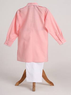 Pink  cotton plain  kurta pyjama 2
