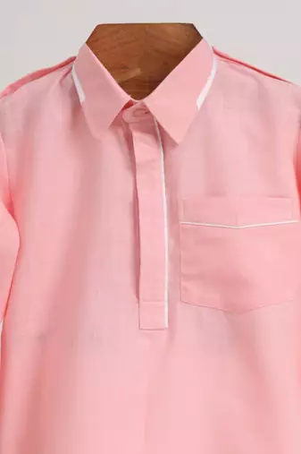Pink  cotton plain  kurta pyjama