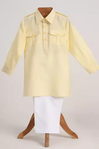 Yellow  cotton plain  kurta pyjama
