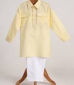 Yellow  cotton plain  kurta pyjama