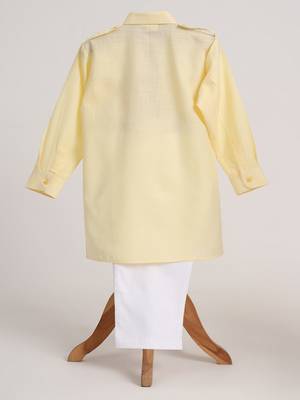 Yellow  cotton plain  kurta pyjama 2