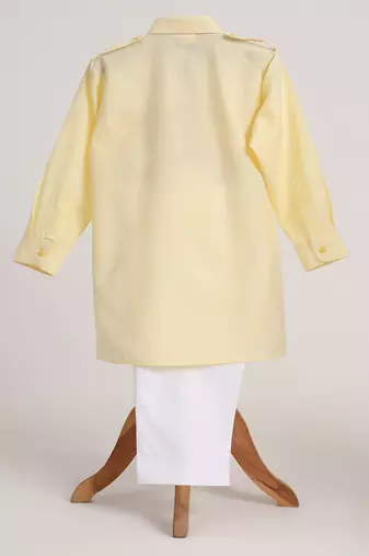 Yellow  cotton plain  kurta pyjama