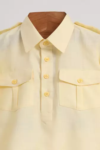 Yellow  cotton plain  kurta pyjama