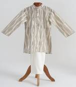 Grey  cotton plain  kurta pyjama