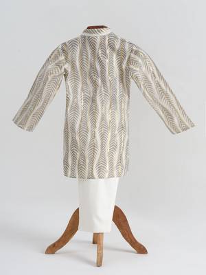 Grey  cotton plain  kurta pyjama 2