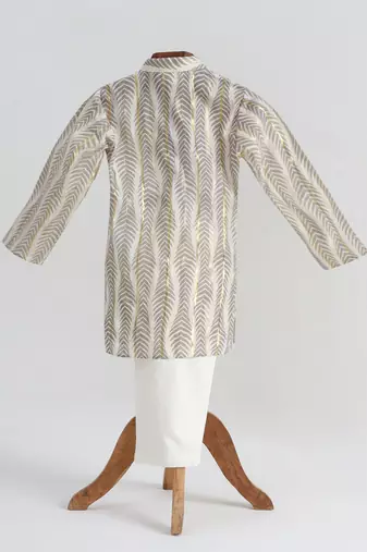 Grey  cotton plain  kurta pyjama