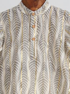 Grey  cotton plain  kurta pyjama 3