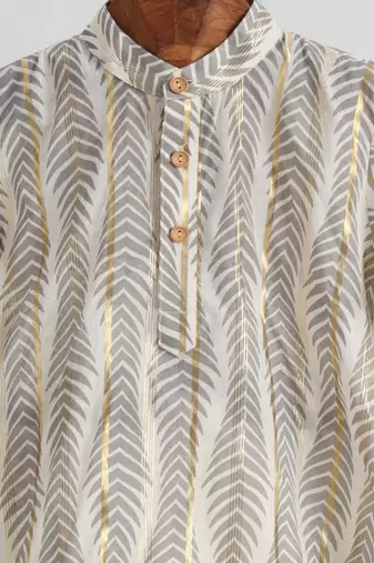 Grey  cotton plain  kurta pyjama