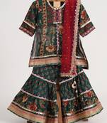 Green cotton printed  sharara set