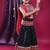 Navratri theme cotton half sleeves kutch work embroidered lehenga choli with dupatta - black