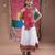 Navratri theme cotton half sleeves kutch work embroidered lehenga choli with dupatta - white