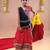 Navratri theme cotton half sleeves kutch work embroidered lehenga choli with dupatta - red