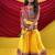 Navratri theme cotton half sleeves kutch work embroidered lehenga choli with dupatta - yellow