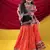 Navratri theme cotton half sleeves kutch work embroidered lehenga choli with dupatta - orange