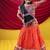 Navratri theme cotton half sleeves kutch work embroidered lehenga choli with dupatta - orange