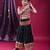 Navratri theme cotton half sleeves kutch work embroidered lehenga choli with dupatta - black