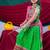 Navratri theme cotton half sleeves kutch work embroidered lehenga choli with dupatta - green