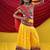 Navratri theme cotton half sleeves kutch work embroidered lehenga choli with dupatta - yellow