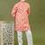 Boys cotton bandhani printed zari embroidered kurta & pyjama set - peach