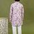 Boys cotton motifs printed zari embroidered kurta & pyjama set - lavender