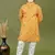 Boys cotton jaipuri block printed kurta & pyjama set - mustard