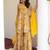 yellow georgette digital floral printed kurta with sharara and dupatta