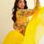 yellow georgette digital floral printed kurta with sharara and dupatta