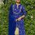 dark teal blue georgette digital floral printed kurta with palazzo and dupatta