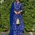 dark teal blue georgette digital floral printed kurta with palazzo and dupatta