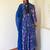 dark teal blue georgette digital floral printed kurta with palazzo and dupatta