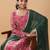 Pink georgette digital floral printed kurta with palazzo and dupatta