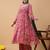 Pink georgette digital floral printed kurta with palazzo and dupatta