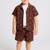 Brown geometric printed cotton blend co-ord set