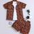 Brown geometric printed cotton blend co-ord set