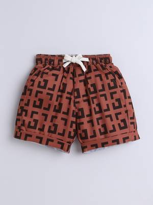 Brown geometric printed cotton blend co-ord set 4