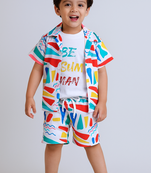 Multicolor abstract printed cotton blend co-ord set