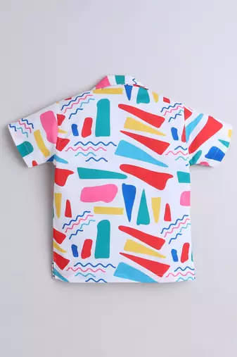 Multicolor abstract printed cotton blend co-ord set