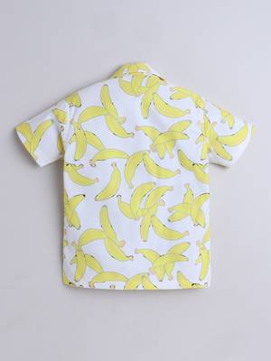 Yellow banana printed cotton blend co-ord set 3