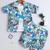 Blue typography printed cotton blend co-ord set