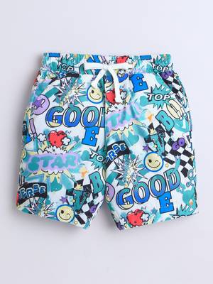 Blue typography printed cotton blend co-ord set 4