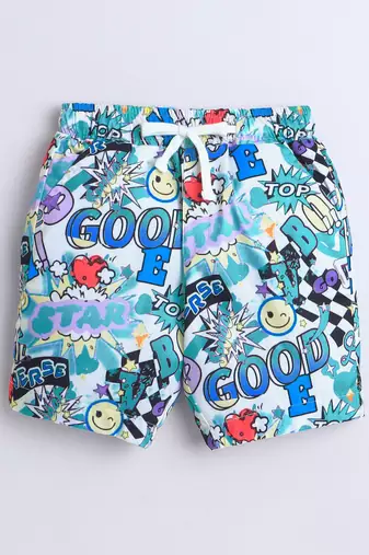 Blue typography printed cotton blend co-ord set