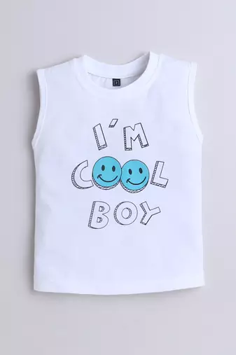 Blue typography printed cotton blend co-ord set