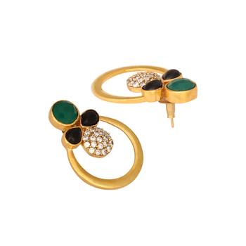 gold plated cubic zirconia studded contemporary stone earrings 5