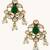 gold plated elegant kundan & green stone studded pearl drops studs