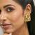 gold plated kundan & filigree concept rectangular leafy studs