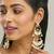 gold plated kundan studded & pearl beaded layered chandbalis