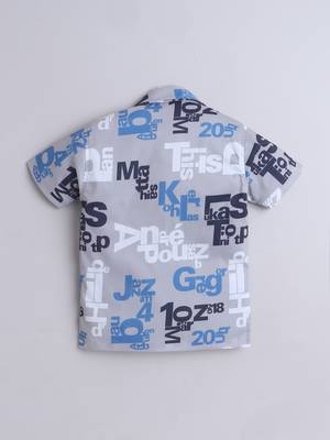 Grey alphabet printed cotton blend co-ord set 3