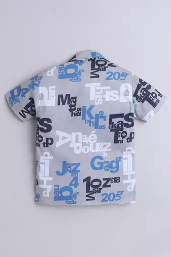 Grey alphabet printed cotton blend co-ord set
