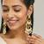 gold plated kundan studded & pearl beaded layered chandbalis
