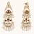 gold plated kundan studded & pearl beaded layered chandbalis